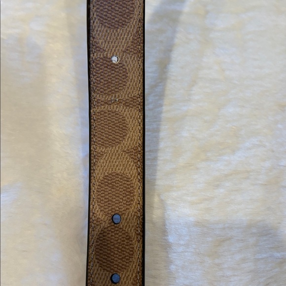 Coach Brown/Tan Monogram Leather Belt with Gold Accents - Picture 5 of 5